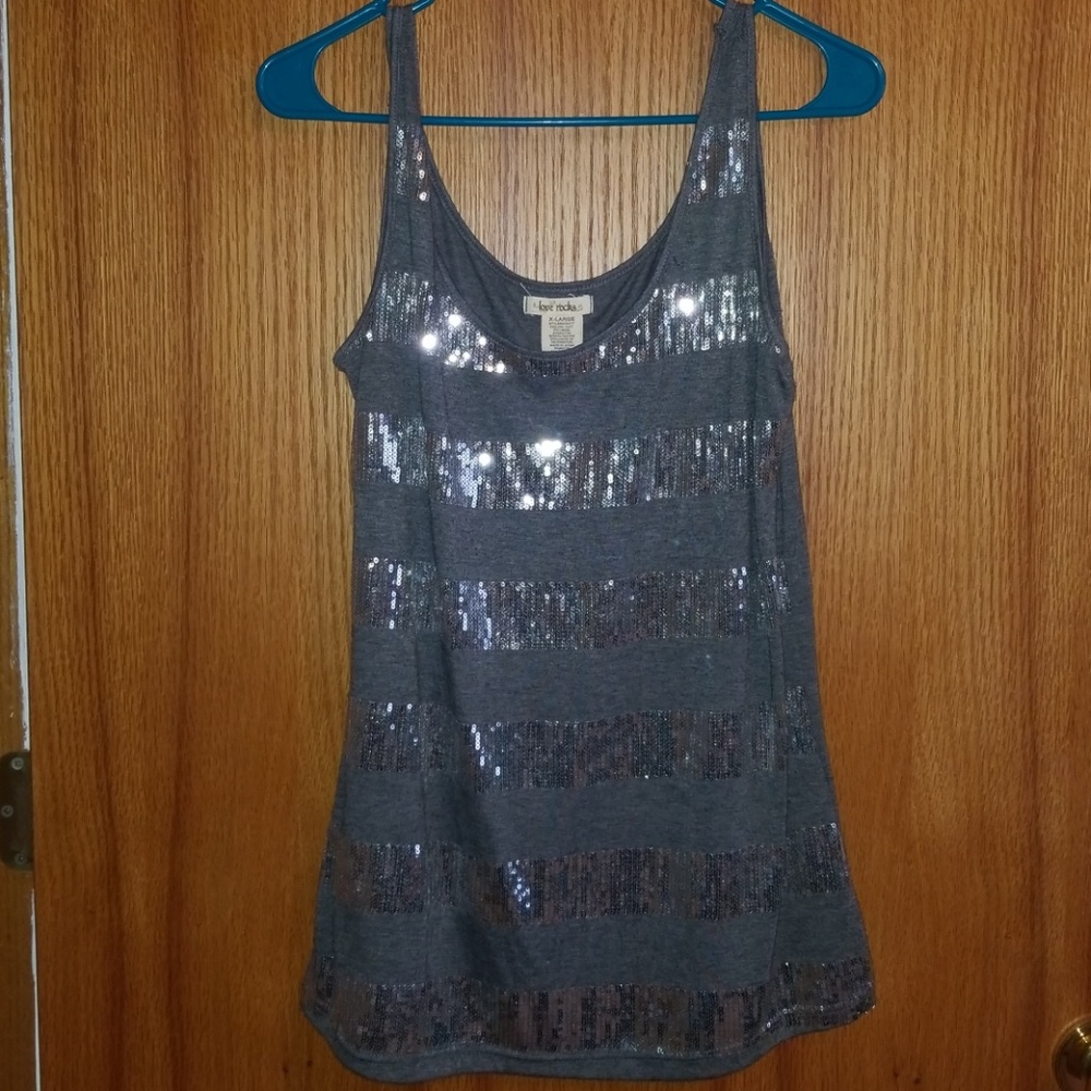 Gray Sequin Tank Top